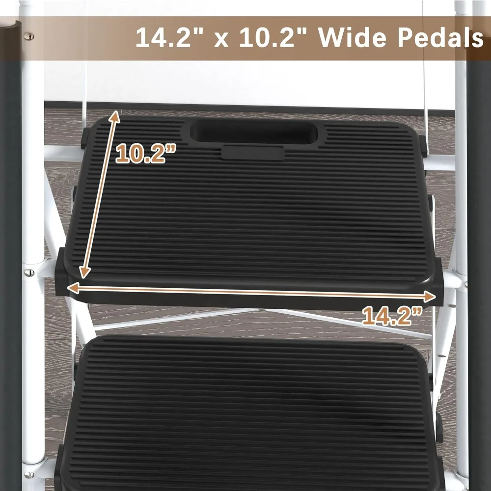 Складной табурет-ступенька с поручнями и платформой для инструментов, грузоподъемность 330 фунтов, портативная лестница для взрослых, сверхмощные табуретки-ступеньки