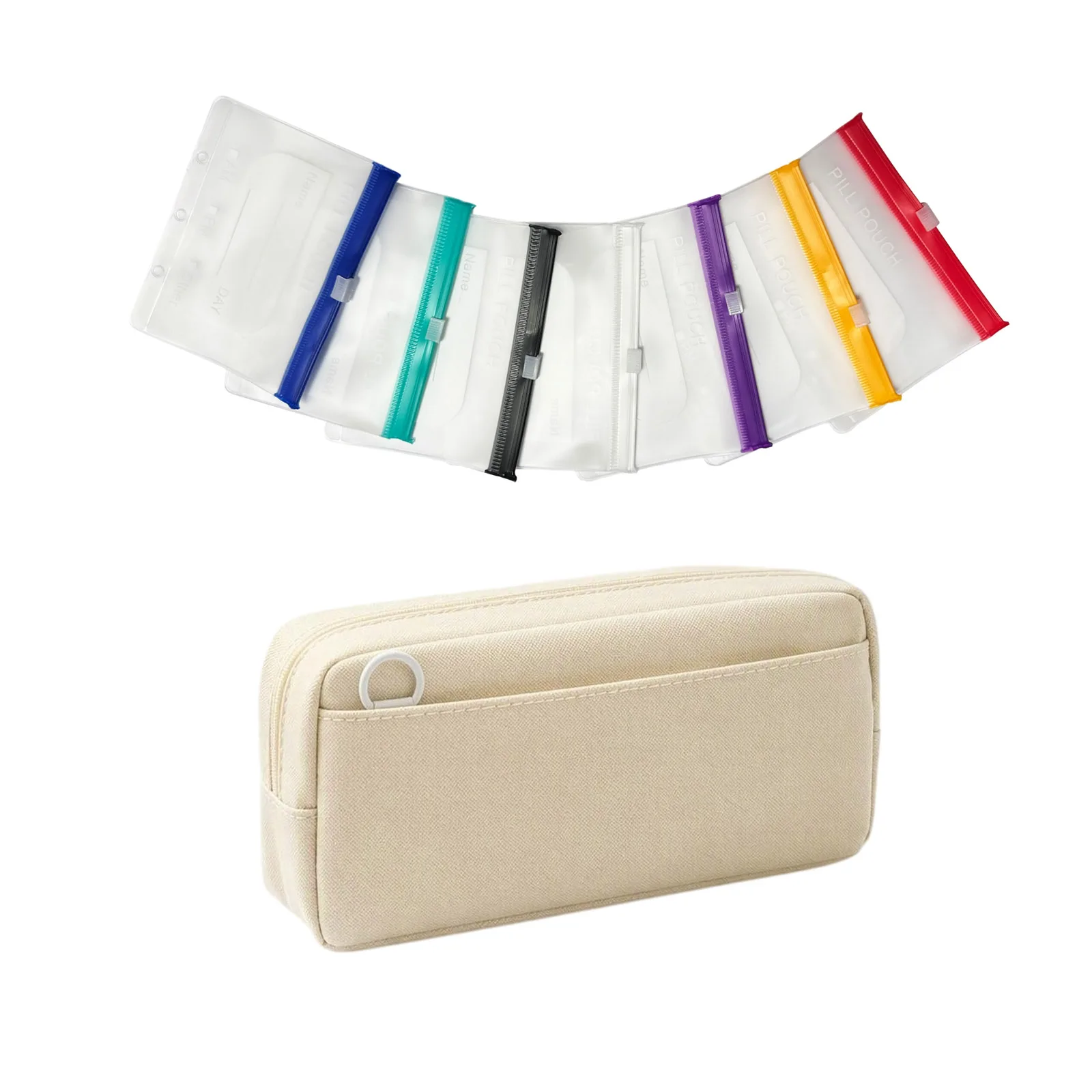 7pcs Colorful Eco-Friendly Eva Pill Bags with Zipper Seal Portable Medicine Organizer Jewelry Ear Ring Storage Bag