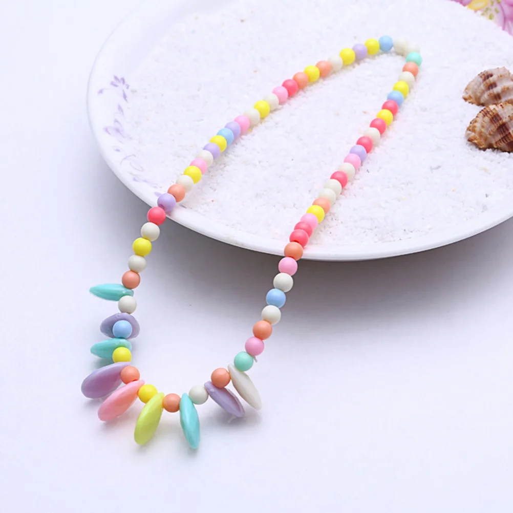 Children Jewelry Set Resin Flower Beaded Necklace Bracelet For Girls Kids Toddler Christmas Party Beach Birthday Gift Decor