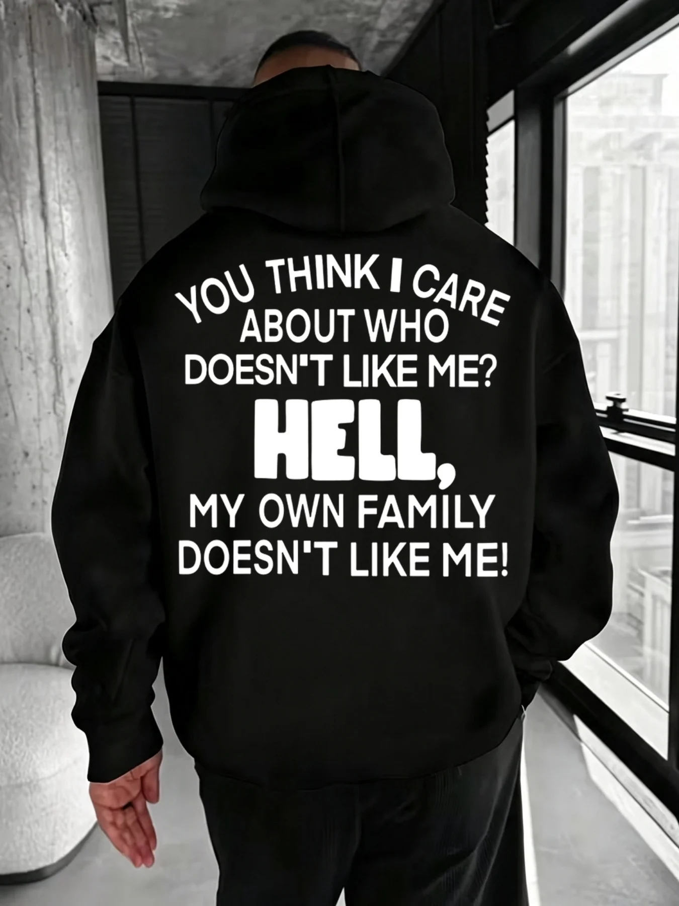 Men's Hooded Sweatshirt Daily Casual Wear Sarcasm Quote Letter Print Graphic Loose Fit Pullover for Autumn Winter