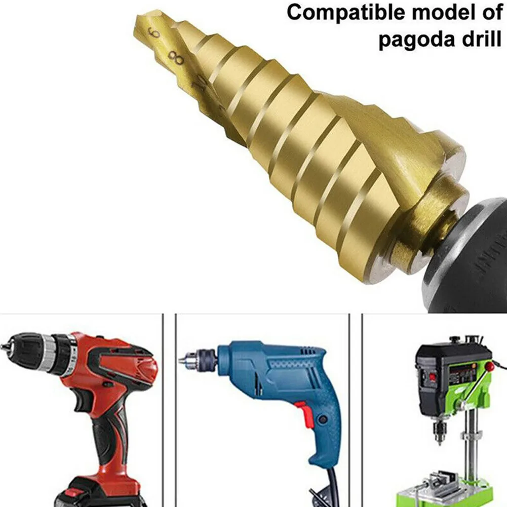 

Cone Drill Step Drill Bit Drill Wood Drill Bit Gold Metal Drilling No Burr Step Cone Titanium Coated Accessories