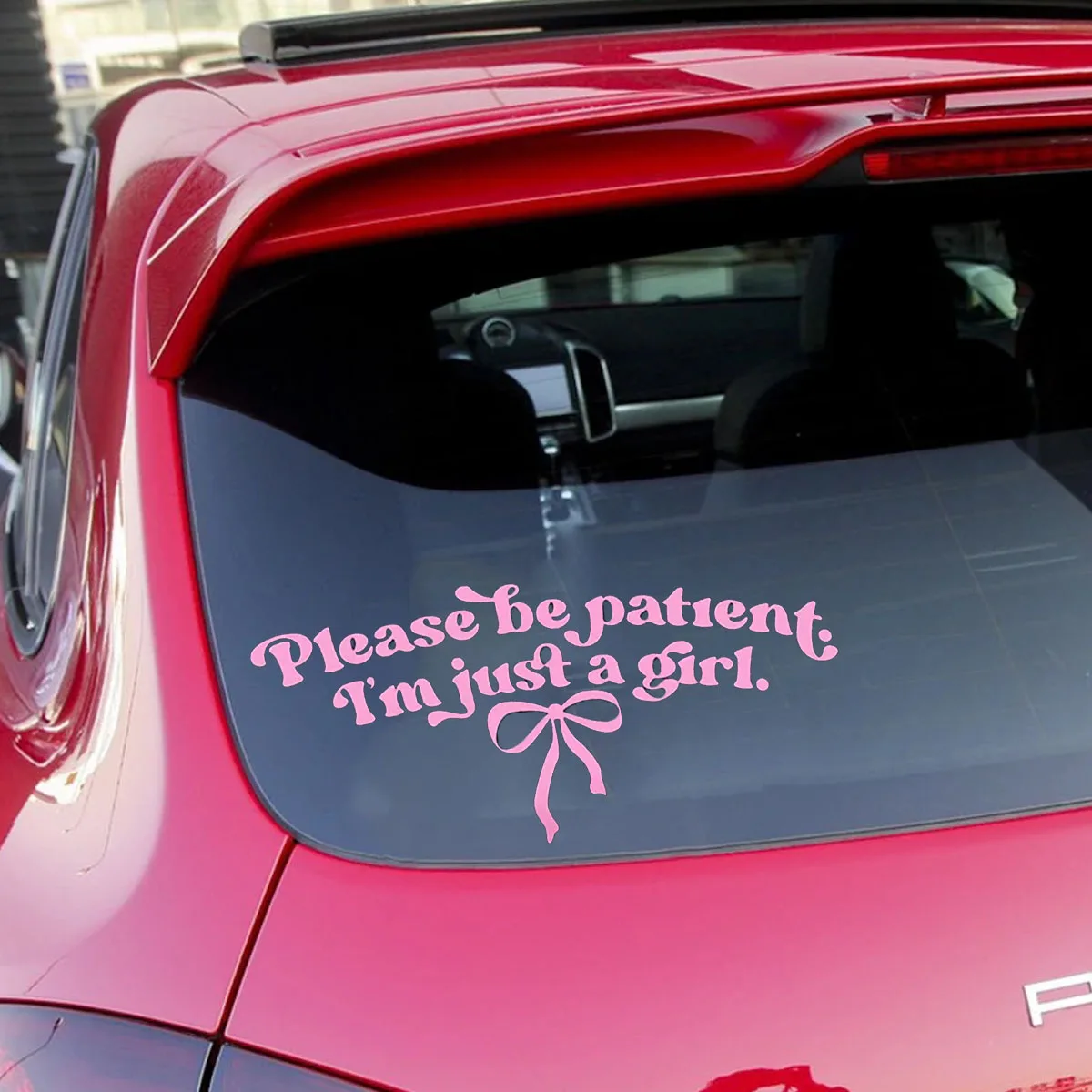 Please Be Patient, I'm Just a Girl Car Decal - feminine Fun Wind Flower Bow Sticker, Car Decoration Sticker
