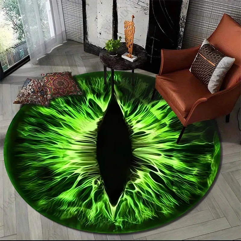 5 Sizes Eyeball Art Print Round Carpet for Living Room Rugs Flannel Anti-Slip Rugs for Bedroom, Sofa Creative Doormat Play Mat