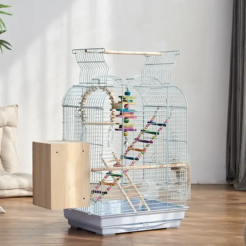 Garvee 60 Inch Wrought Iron Bird Cage with Play Top & Rolling Stand, 4 ...