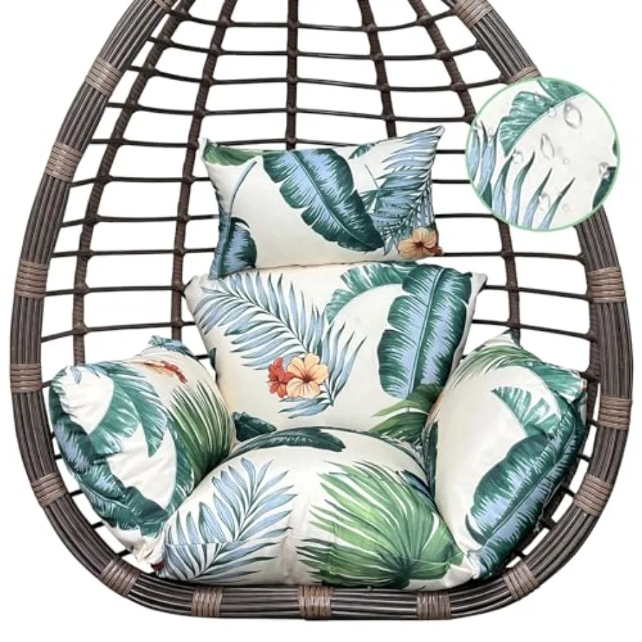 

Outdoor Printed Egg Chair Cushion Replacement Waterproof Hanging Basket Swing Chair Cushion with Headrest Outdoor Patio Hammock