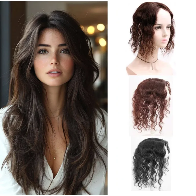 

Полностью швейцарский кружевной топпер из 100% натуральных человеческих волос, ручной работы | Легкий парик-накладка на заколках | Волнаобразные пряди для наращивания оптом