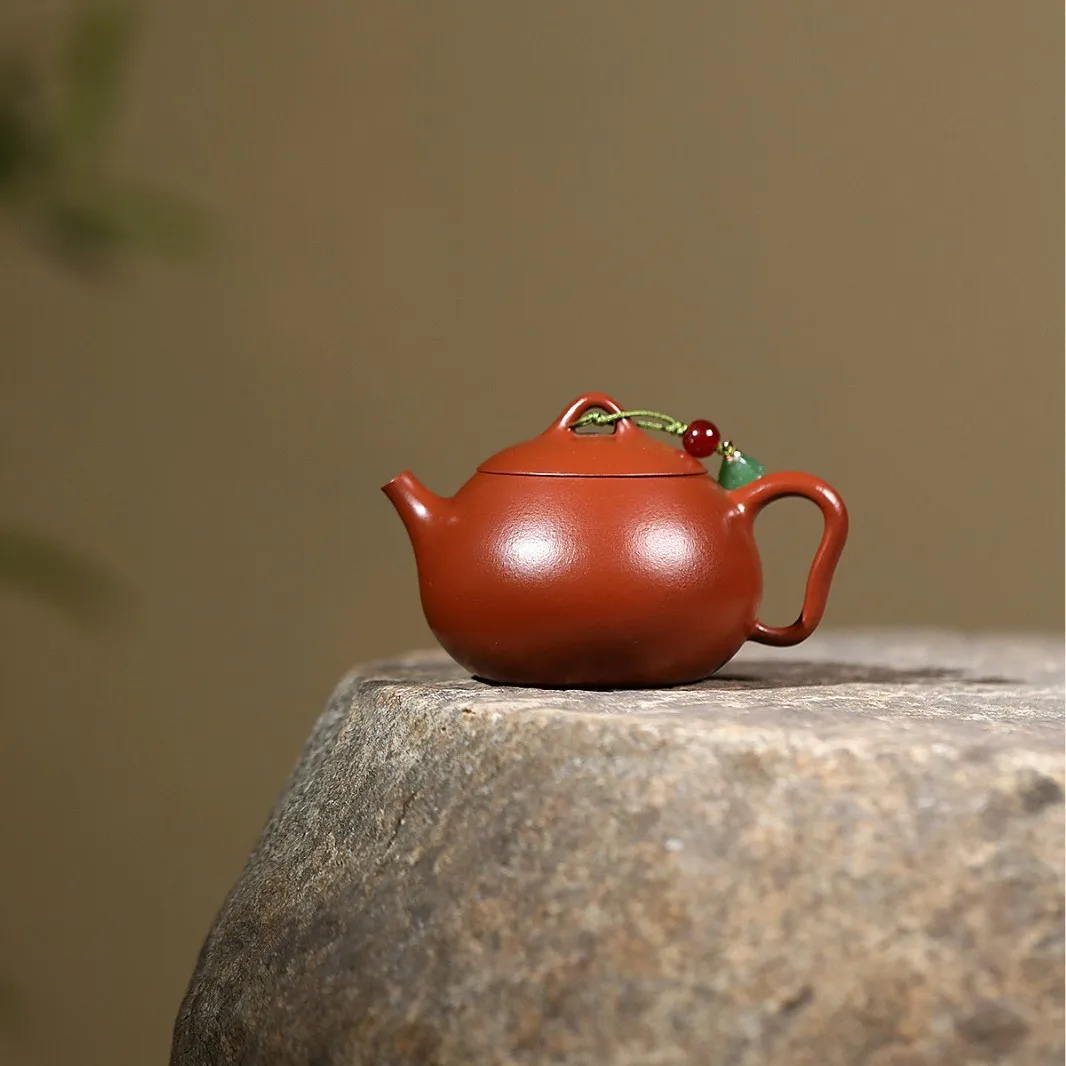 

Handmade Yixing Purple Clay Pot Famous Ore Small Coal Kiln Sand Push Ball Hole Literati Pile 120C