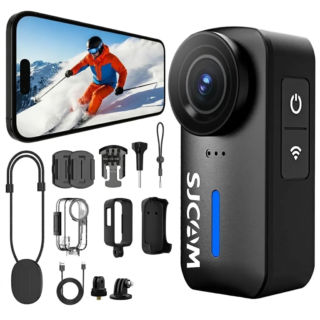 SJCAM C110 Plus 스포츠 카메라 웨어러블 POV 카메라 4K 30FPS 6축 EIS 170 °   여행 및 오토바이 브이로그 녹화용 FOV 액션캠