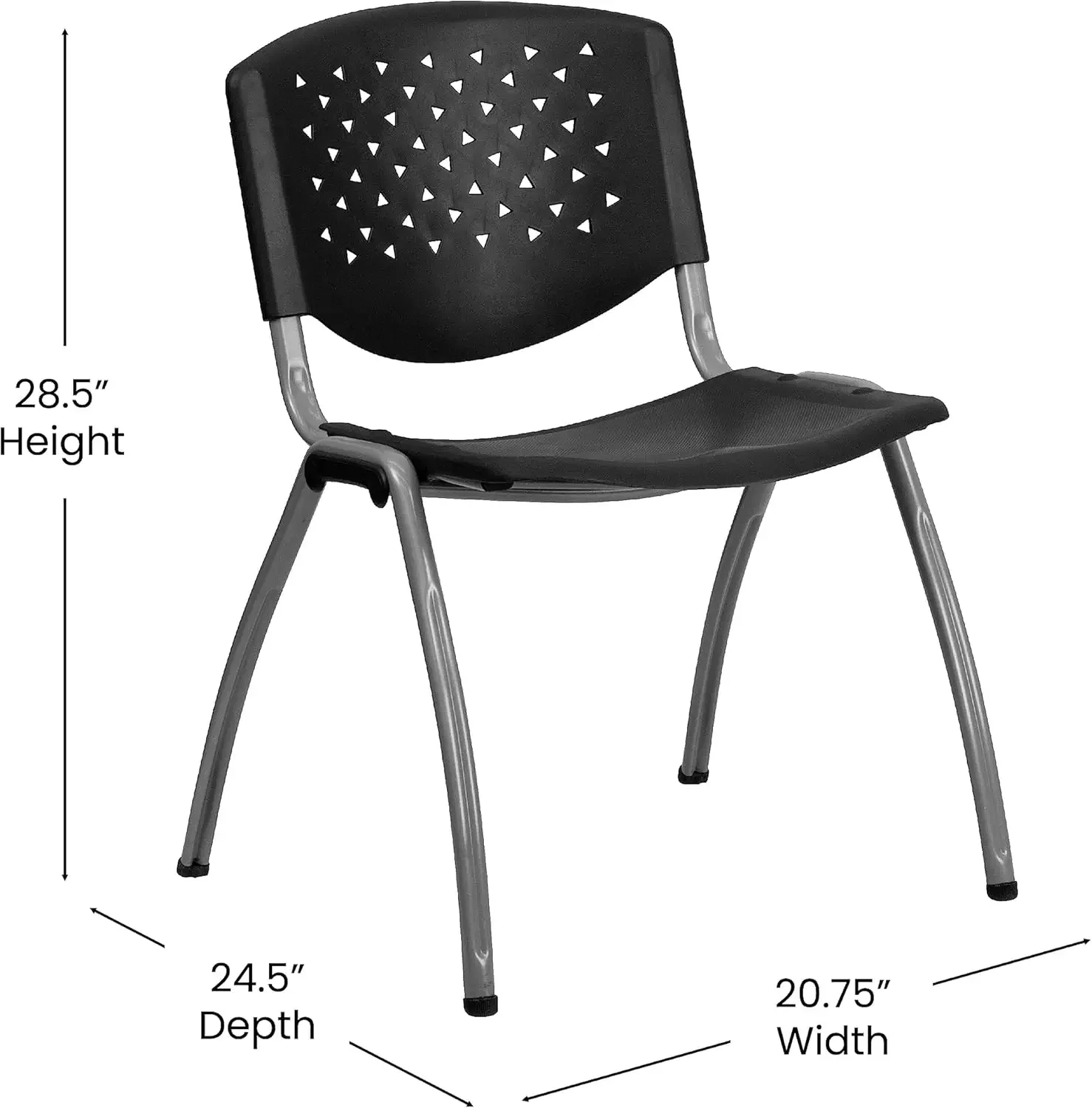 Furniture Plastic Contoured Lobby Chairs with Perforated Backs, Ergonomic Stacking Chairs for Offices