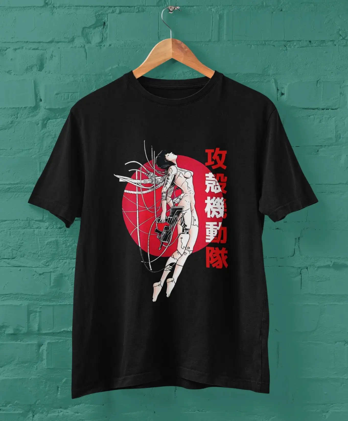 The Ghost In Shell Artwork Crewneck T shirt Motoko Kusanagi Anime Japanese Retro Manga Movie