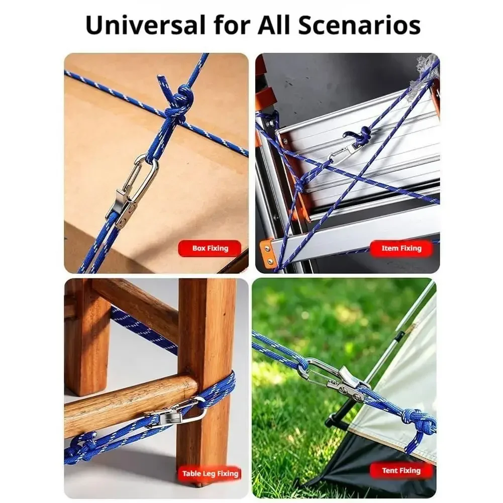 Self Locking Rope Tensioner Heavy Duty Guyline Tightener Quick Release for Tent Tarp Awning Camping Outdoor Rope Adjustment