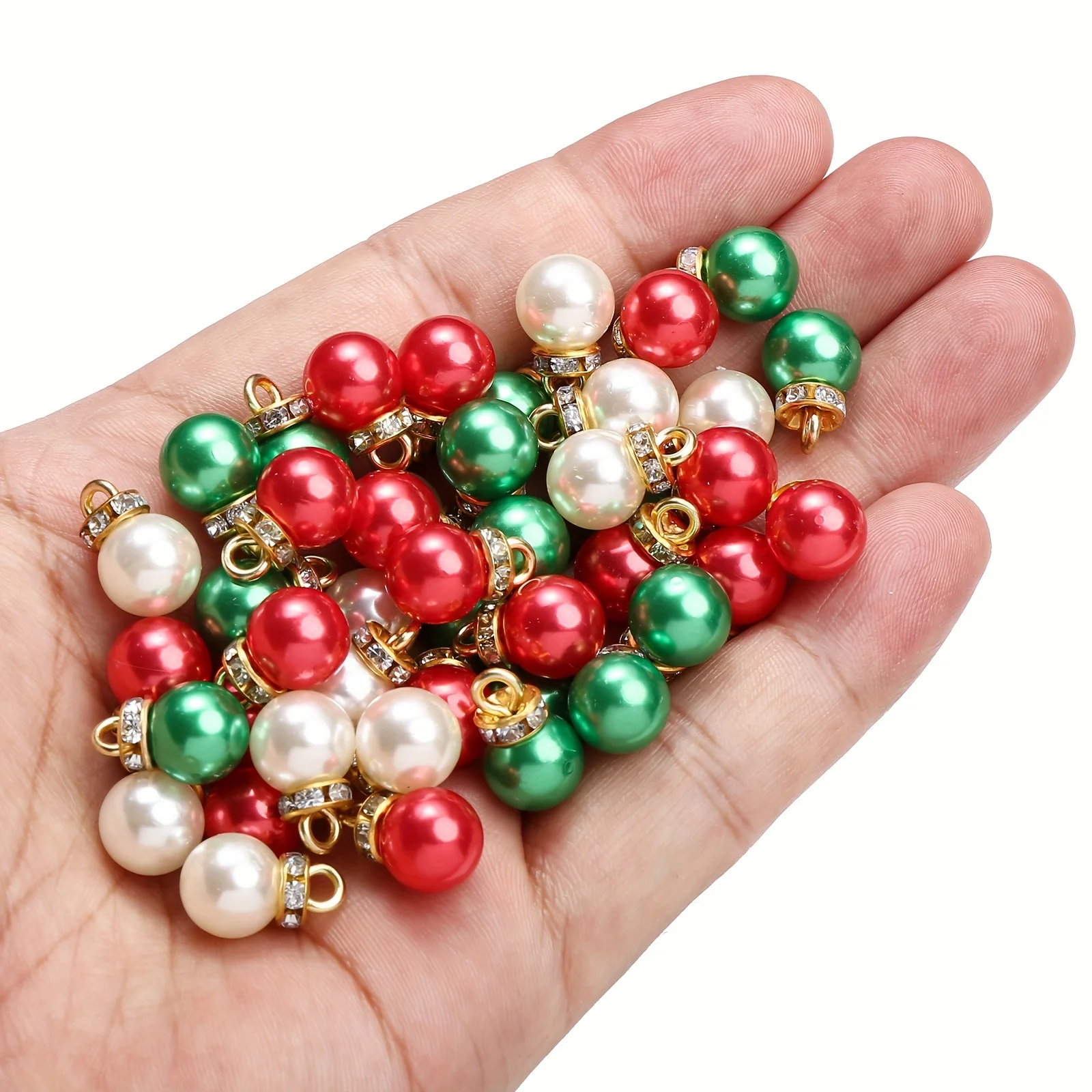 1/100 قطعة عيد الميلاد نمط الخرز لامعة قلادة الخرز Charms لصنع المجوهرات القرط DIY بها بنفسك عيد الميلاد هدية الإكسسوارات فضفاض الخرز