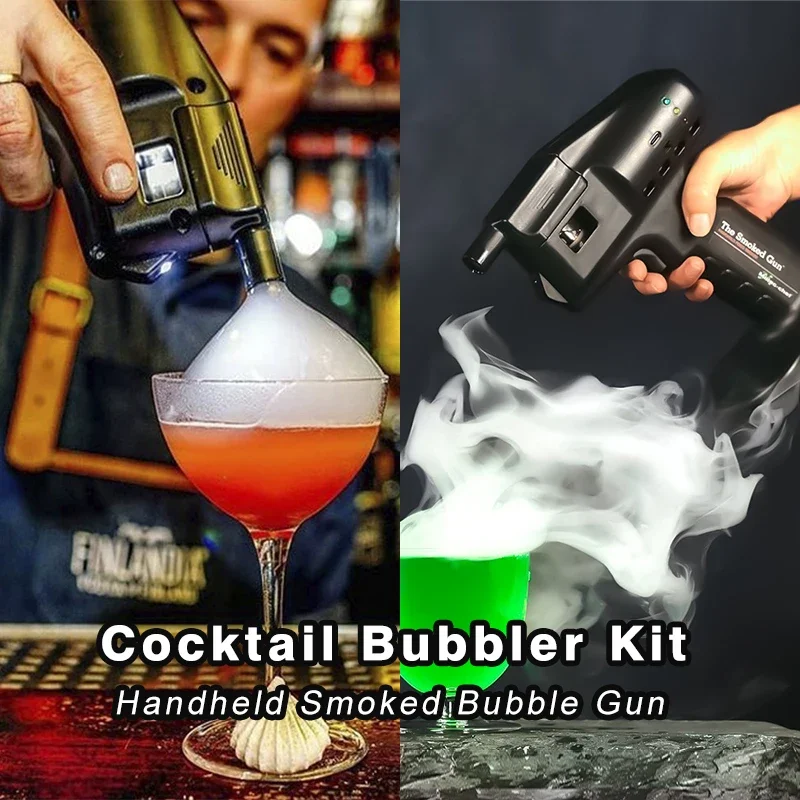 Hand-Held Smoked Bubble Gun Bar Wine Mixer Smudging Machine Smoke Making Machine Cocktail Molecular Cuisine Bubble Machine Kit