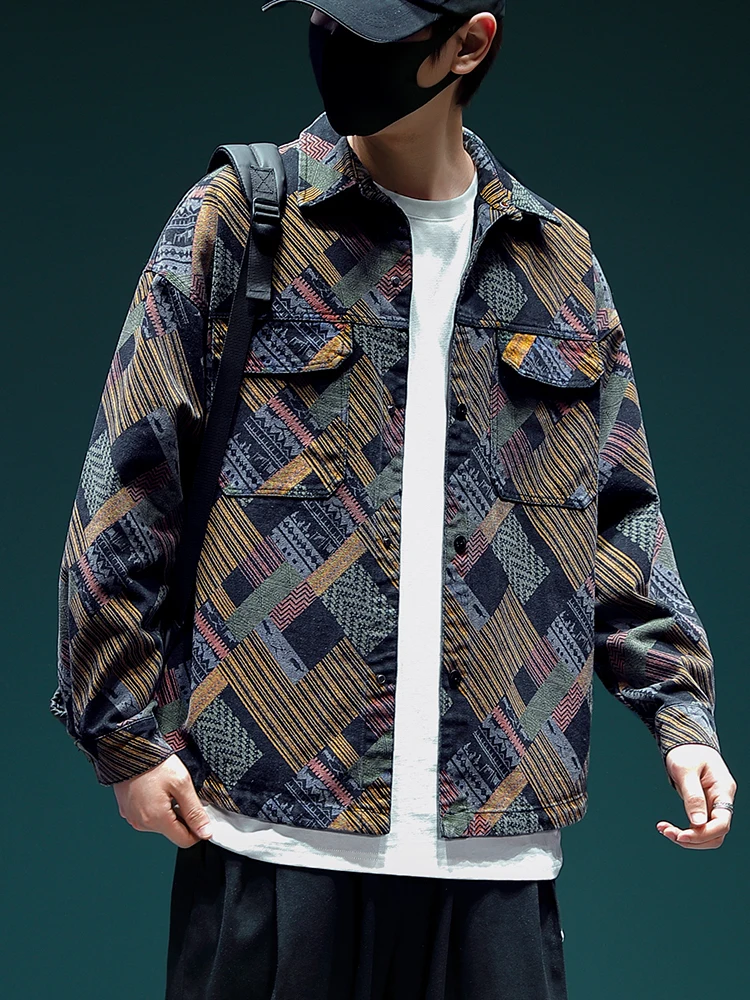 

Повседневная мужская джинсовая куртка свободного кроя Sli, весенне-осенняя куртка с откидным воротником, молодежная модная ветрозащитная длинная верхняя одежда све