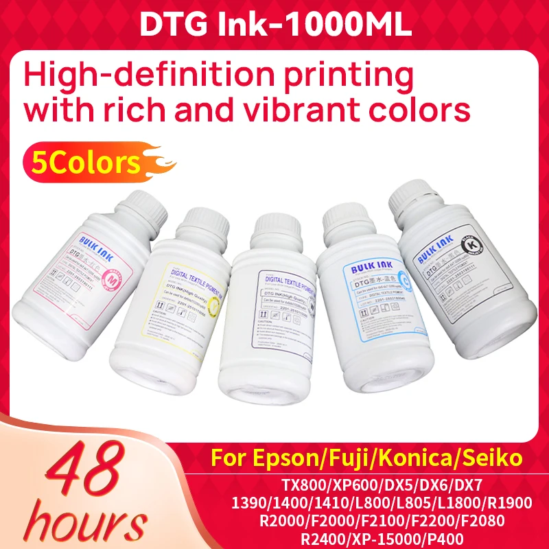 1000ML DTG Ink Textile Garment Ink, For DX5 DX6 DX7 TX800 i3200 i1600 For Epson L1800 1390 R1900 F2000 F2100 F2200 L800 XP600