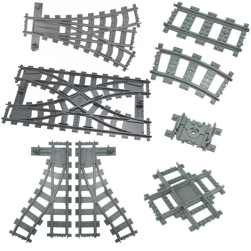 

_ Поезд трек пересечение Переключатель гибкий раздвоенный Гора прямая изогнутая железная дорога строительные блоки кирпичи творческие игрушки «сделай сам»