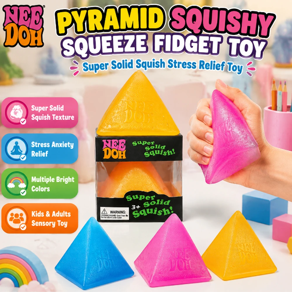 NeeDoh Pyramid Squeeze Toy Stress Relief Squishy Solid Translucent Anxiety Relief Adult Office Daily Relaxing Trendy Blind Box