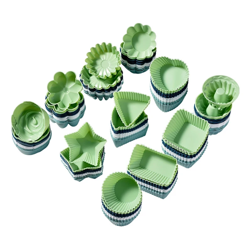 Paquete de 12 tazas de silicona para hornear magdalenas, reutilizables y antiadherentes, juego de moldes para magdalenas y magdalenas, moldes para magdalenas de silicona
