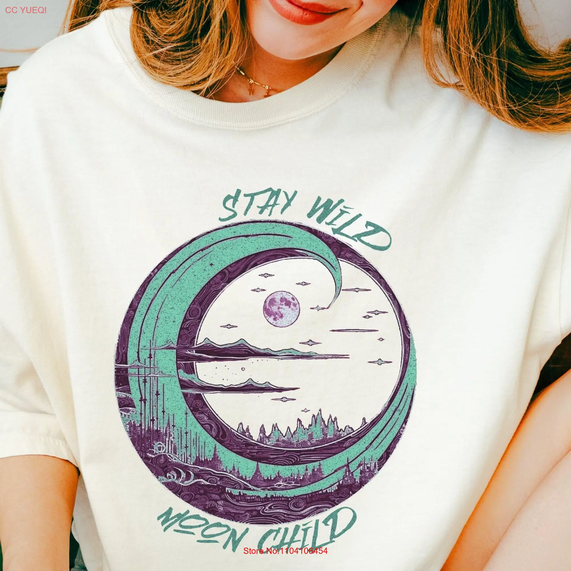 Детская футболка Stay Wild Moon с небесной духовной астрологии Bella Canvas Phases с длинными или короткими рукавами