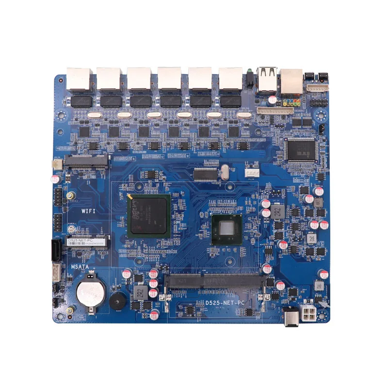Intel NH82801HBM chip Intel Atom D525 FCBGA 559 Multi network port Motherboard with Intel 1225 Gigabit NIC 6Network port