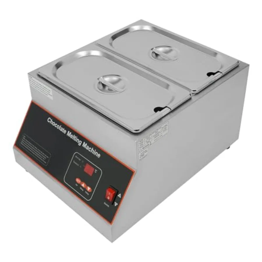 Fundidor de Chocolate Eléctrico Comercial de Acero Inoxidable con Temperatura Ajustable de 32-203F para Crema, Leche, Mantequilla, Mermelada, Postres, Dulces y Productos Secos
