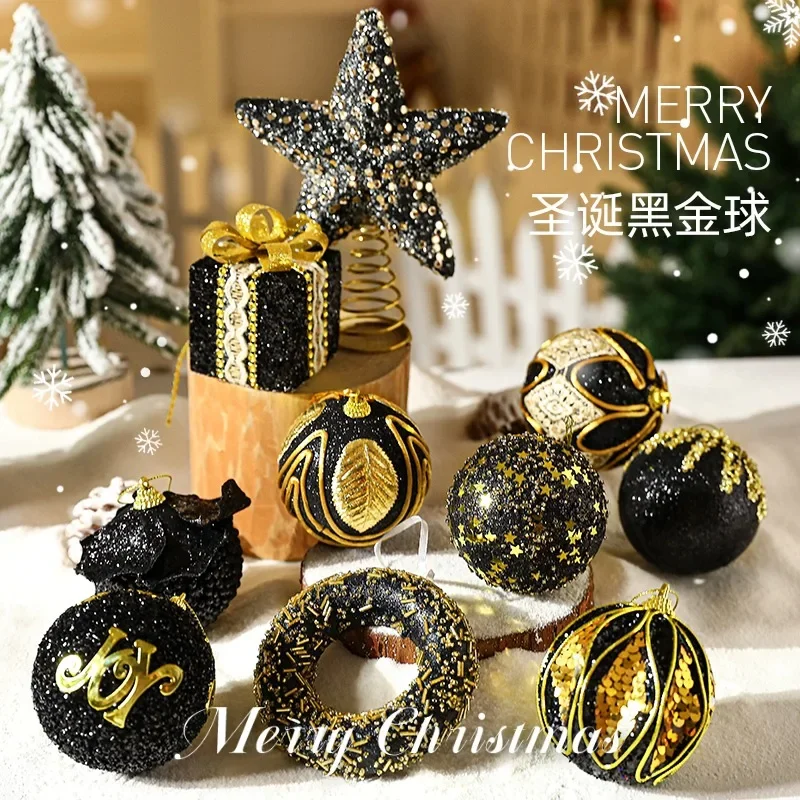 Christmas Tree Decoration Supplies Baubles Balls 6/8/10 Cm Luxury Champagne Gold Foam Painted Balls Gift Box Set Xmas Modern