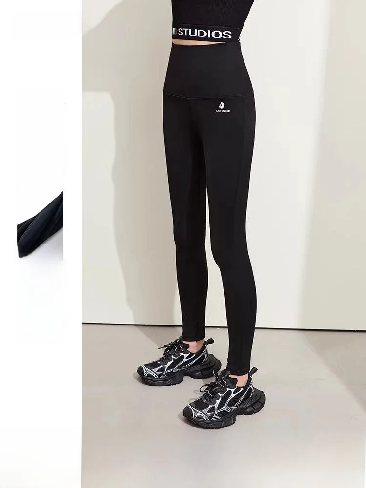 

Women's Fce Lined Slim Fit Yoga Pants Elastic Waisand Mobius Ring Print Long Trousers Versatile Winter Faion Bot