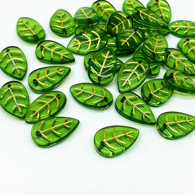 Perles vertes en forme de petite feuille, 20 pièces/lot, pour la fabrication de bijoux, accessoires de bricolage faits à la main