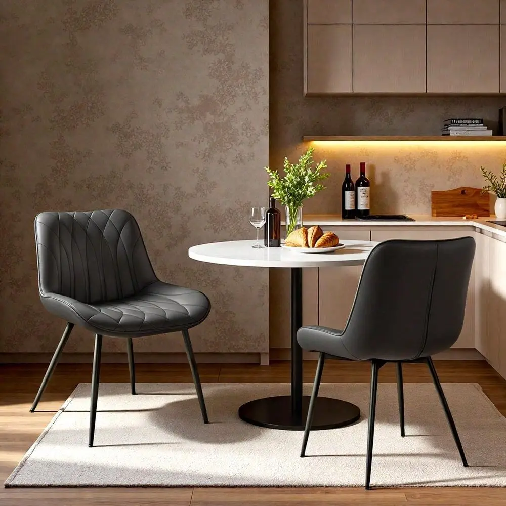 2Pack Ergonomic Dining Chairs, Upholstered With Stitched Backrest Adjustable Balance Feet Modern Side Chairs For Kitchen, Dinin