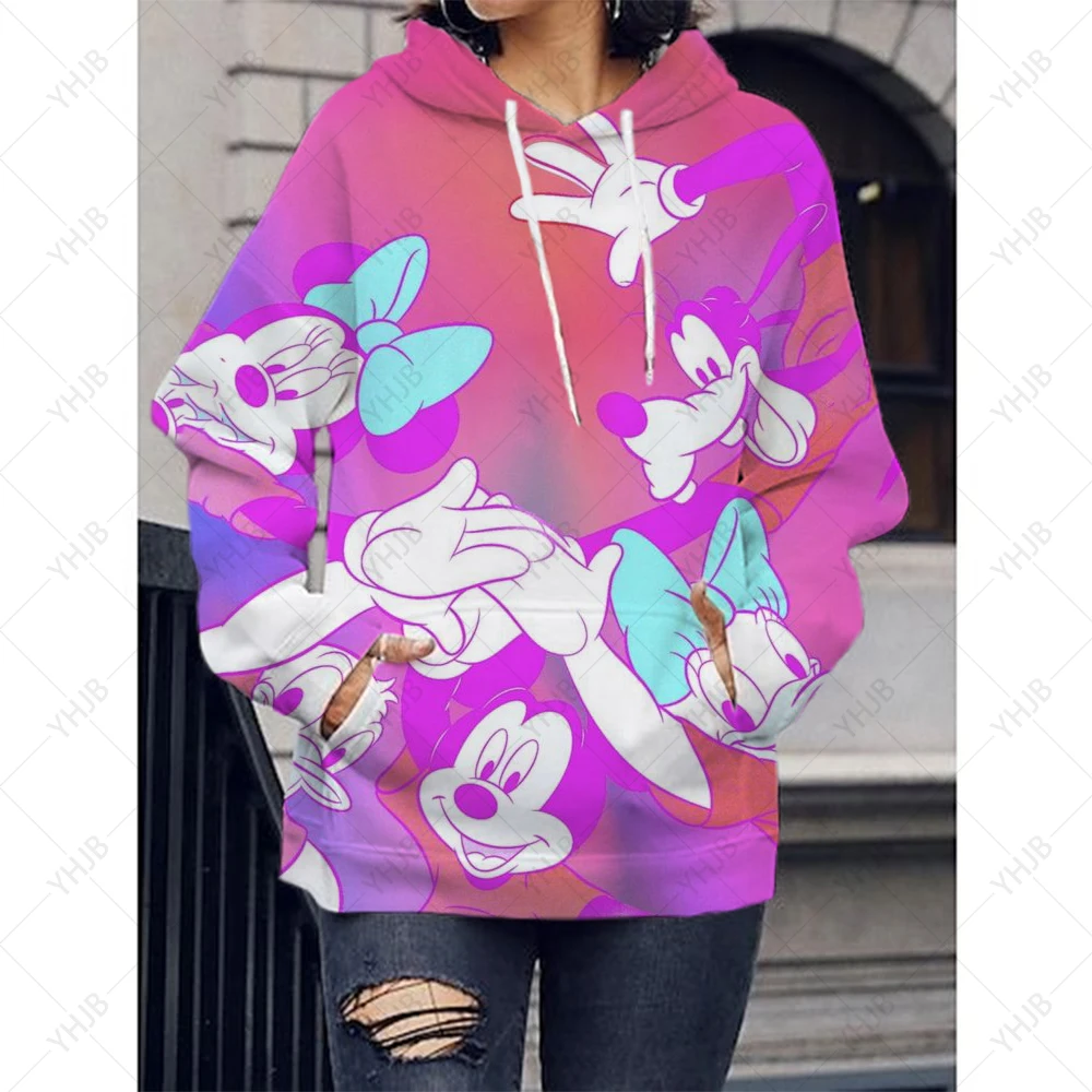 Disney-Sudadera con capucha de Mickey Mouse para hombre y mujer, suéter informal con estampado Simple Harajuku, Sudadera con capucha para jóvenes y estudiantes, moda de otoño