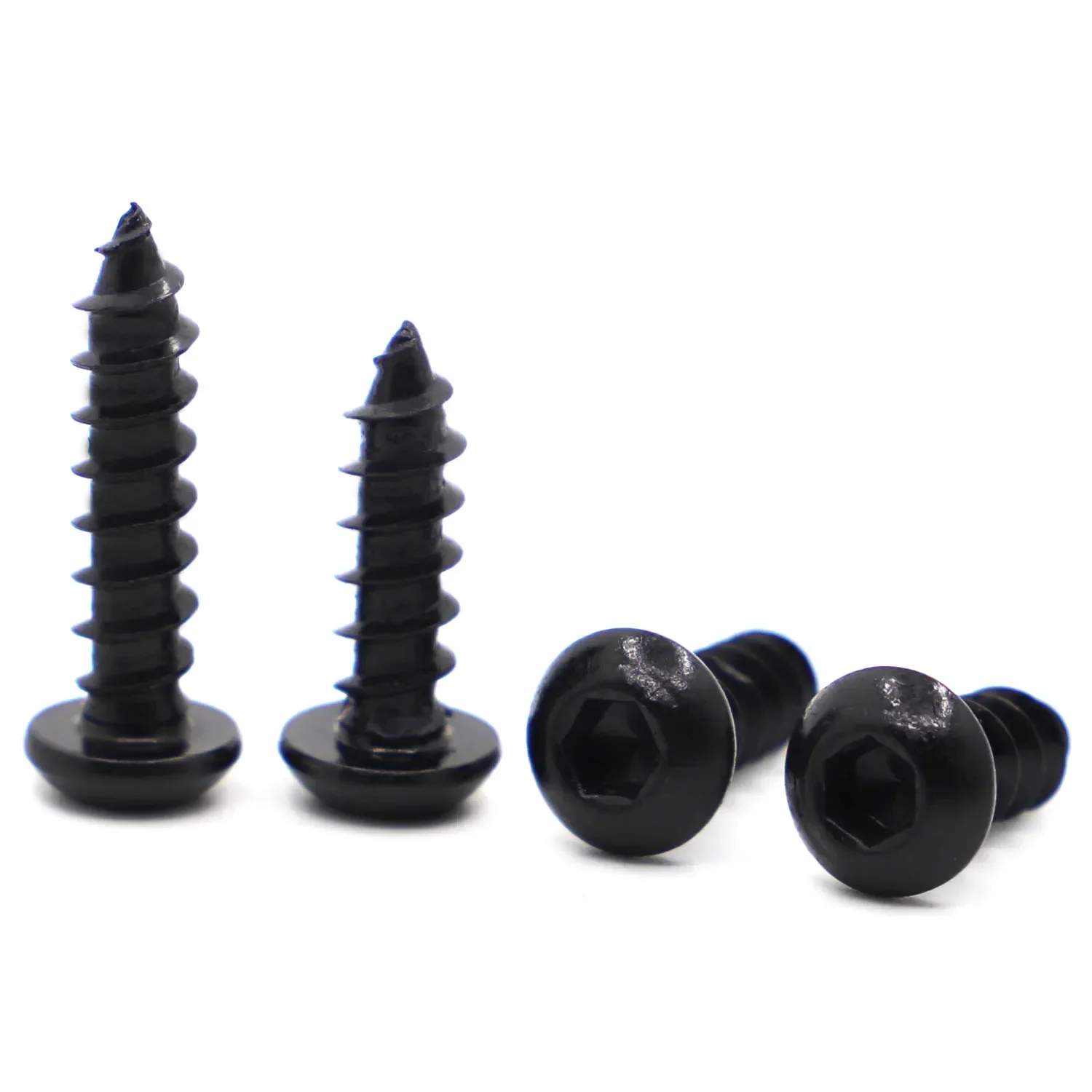 10-50pcs Black High Strength 8.8 Carbon Steel Pan Round Head Hexagon Socket Self Tapping Screws M2 M2.5 M3 M4 M5 M6