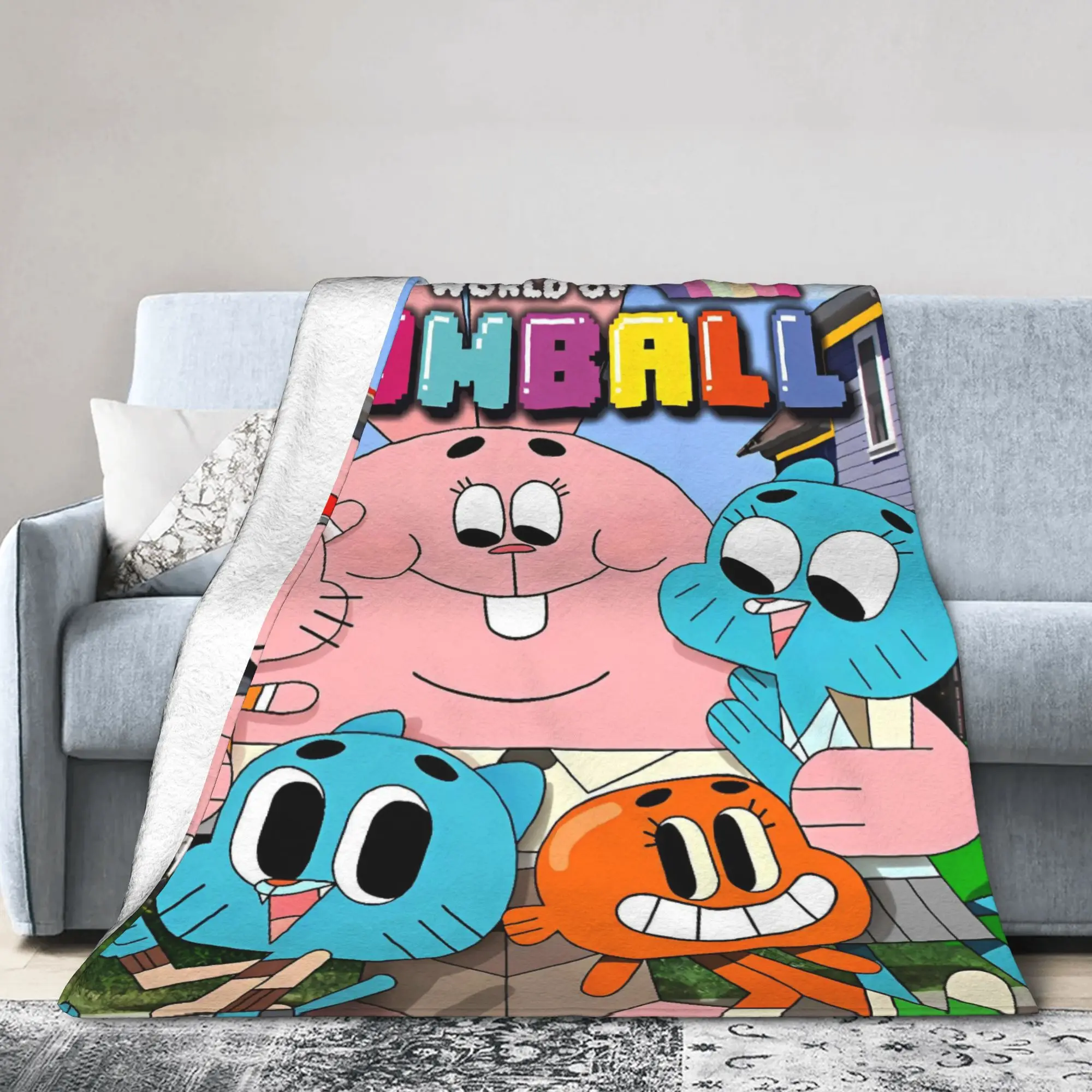 The Amazing World Of Gumballs Soft Warm Blanket  Child Plush Throw Blanket Pattern Couch Chair Flannel Bedspread Sofa Bed Cover