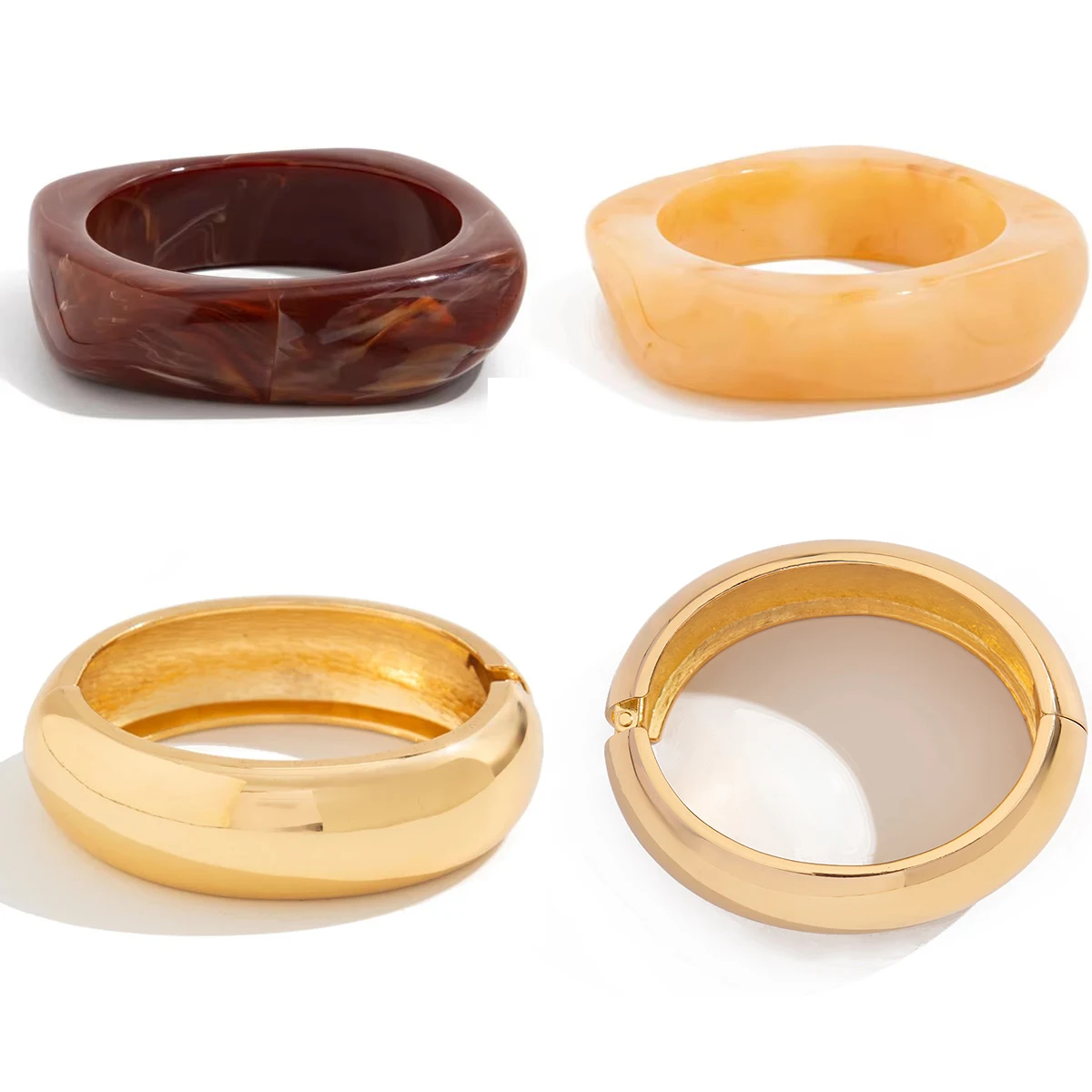 IngeSight.Z خمر غير النظامية الراتنج واسعة الإسورة أساور النساء الشرير هندسية واسعة سوار معدني موضة مكتنزة مجوهرات الحفلات