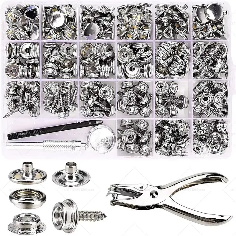 Marine Grade Stainless Steel Snap Fastener Kit, 270/150 Pieces Canvas Boat Cover Upholstery Snap Buttons with Setting Tool
