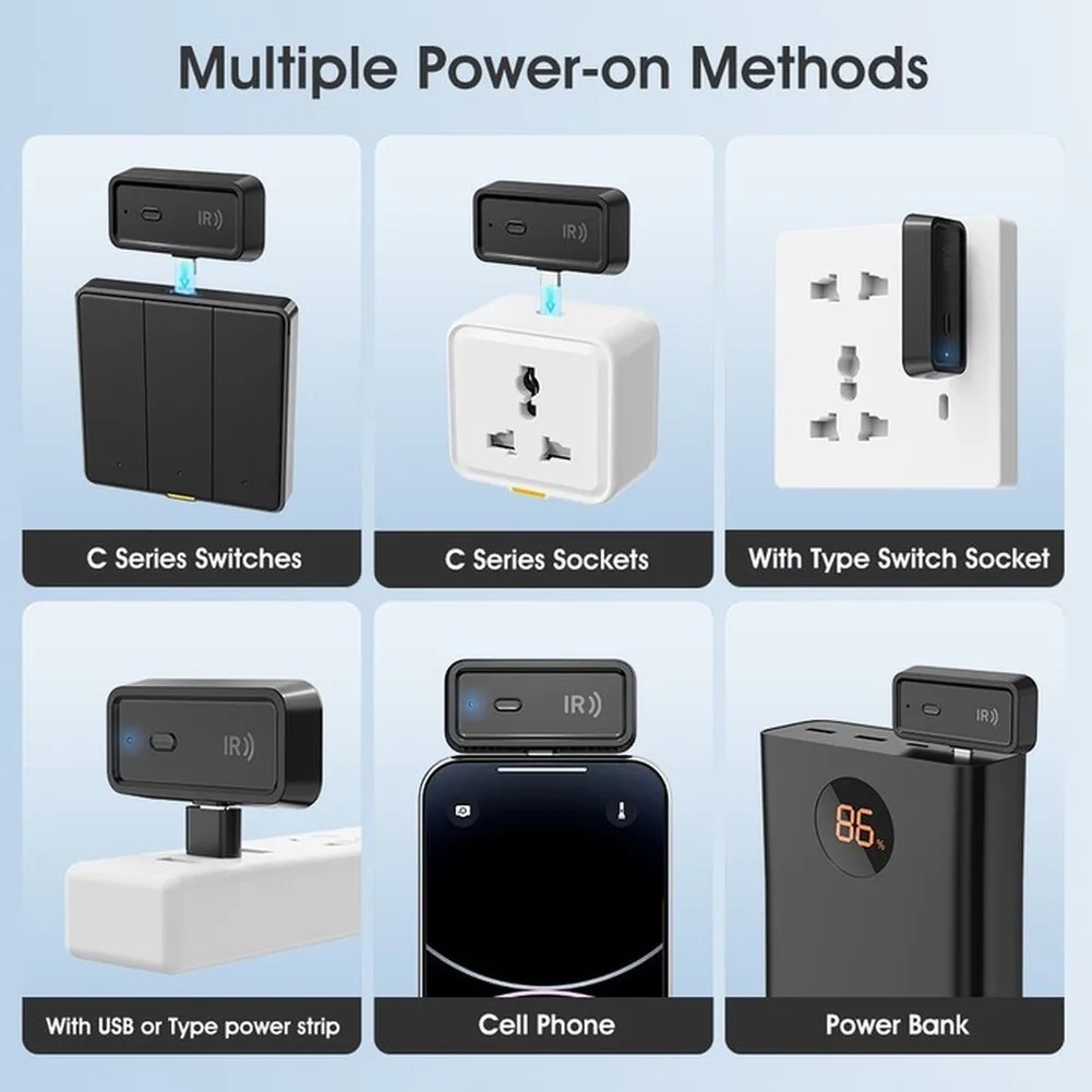 for Home Automation Hub Smart IR Remote 15m Signal Range 720 Degree Transmission DIY Learning Mode for type-c Power Input