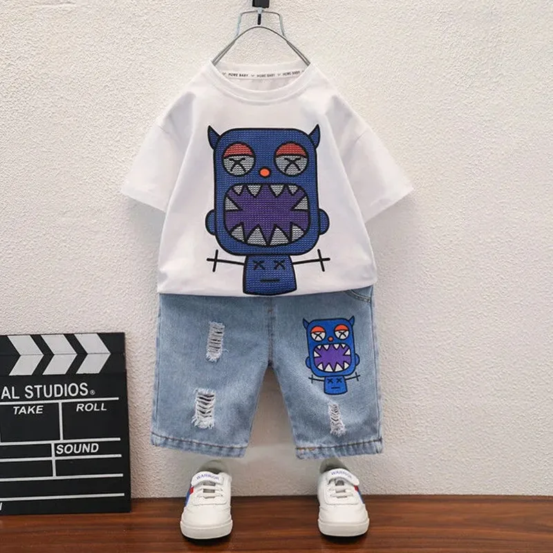 

Boys Suit Summer New Children's Clothing Outfits Children Casual Suits Baby Short-sleeved Top T-shirt Shorts Set 2 4 6 8 10Y