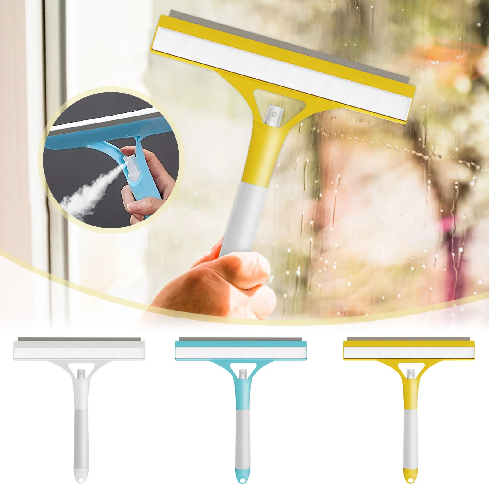 Shower Squeegee Three-In-One Silicon Shower Squeegee Household Bathroom Window Mirror Glass Cleaning Tool For Home