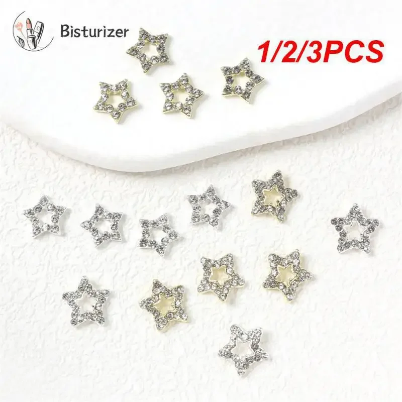 1/2/3PCS Nail Accessories Inlaid With Golden Champagne Sparkling Ab Crystal Flat Bottom Transparent Nail Rhinestone 3d