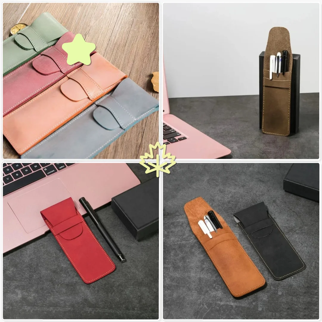 High End PU Leather Fountain Pen Case Vintage Frosted Double Set Large Capacity Corporate Gift Custom Present