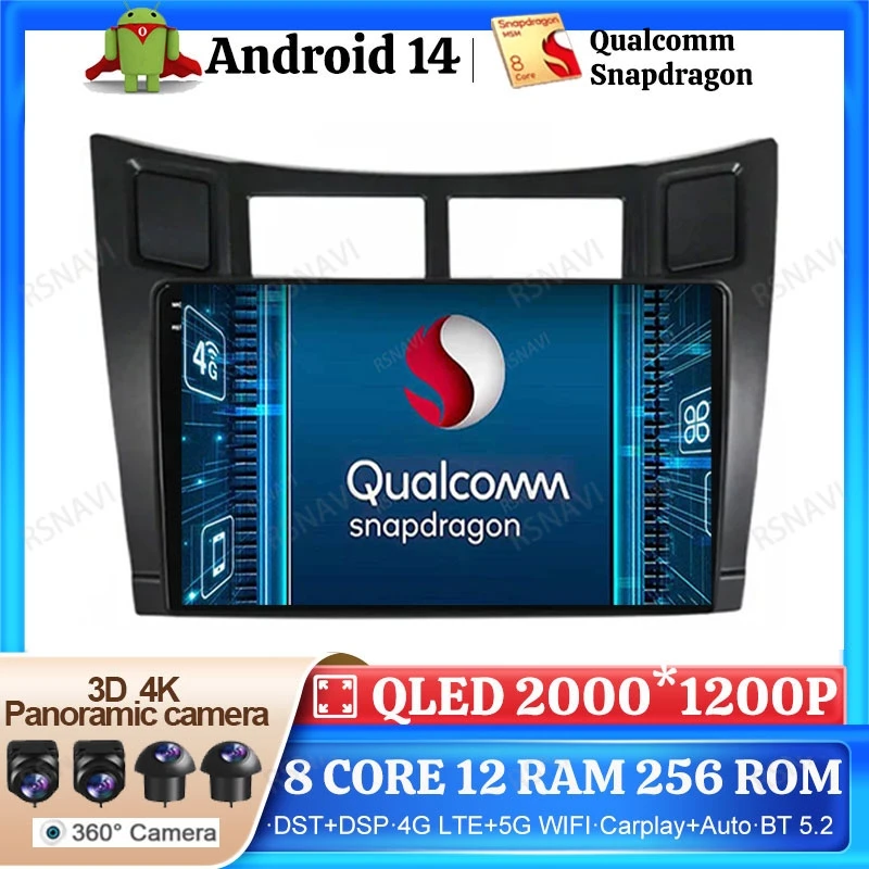 

Android 14 Car Radio For Toyota Yaris 2005 - 2012 2 DIN Wireless Carplay Auto 5G WIFI Stereo 2DIN Viedo Player DSP Navigation BT