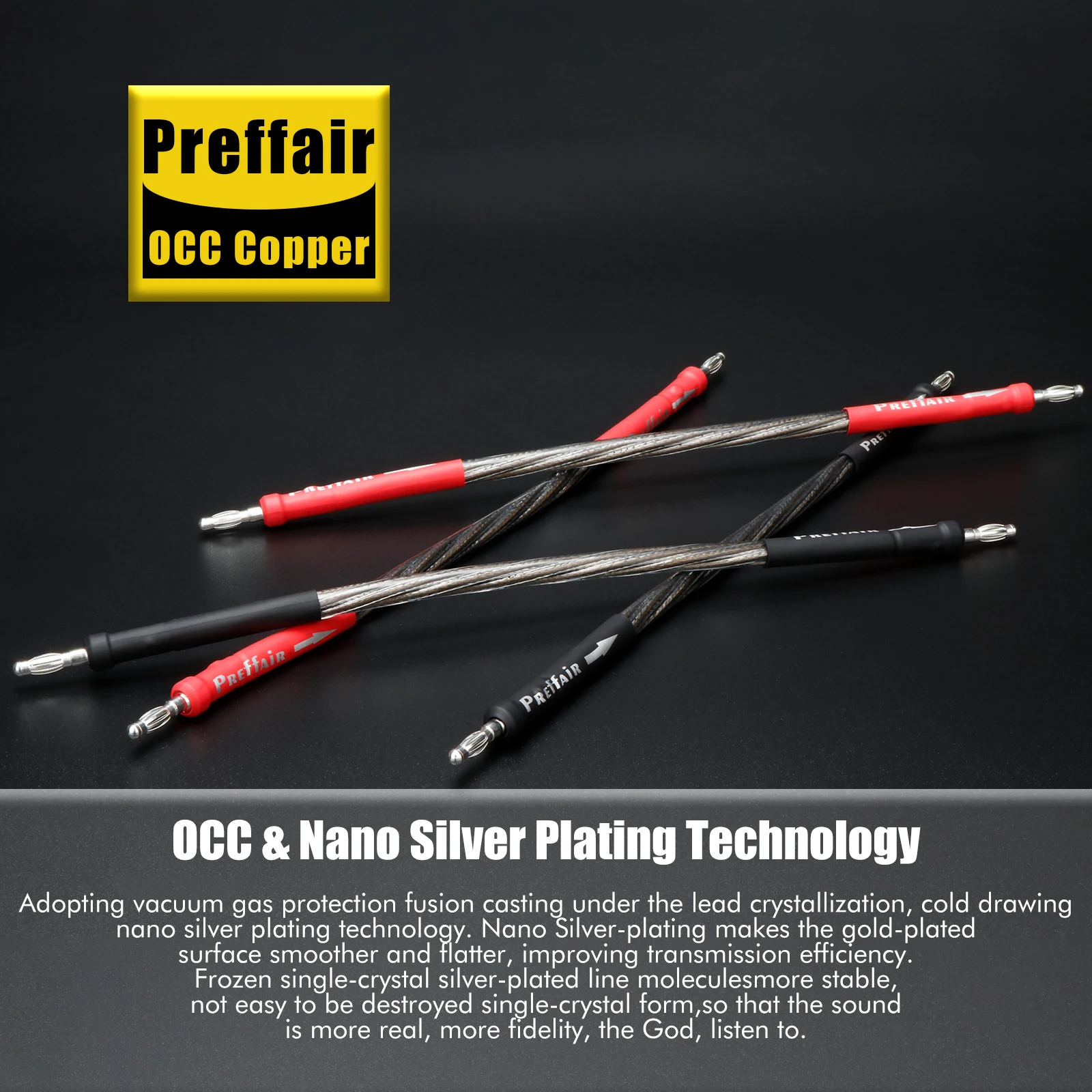 HiFi Jumper Cable  Silver-Plated OFC Bridge Wire with Banana Plugs to Spades, 15cm/20cm/50cm Lengths