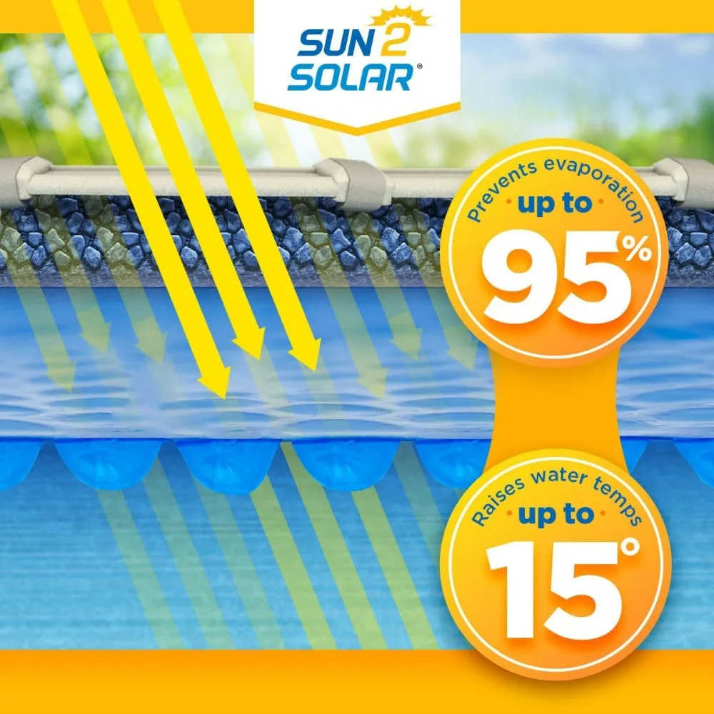 Sun2Solar 18 Ft Round Pool Solar Cover 800 Series - Blue Bubble Heat Retaining Blanket for Above Ground Inground Pools