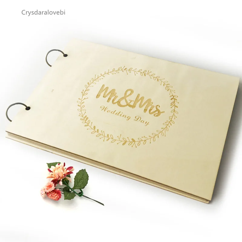 DIY New Wooden Mr. and Mrs. Photo Frame MRMRS Wedding Guest Sign-in Book Wedding Signature Guest Book