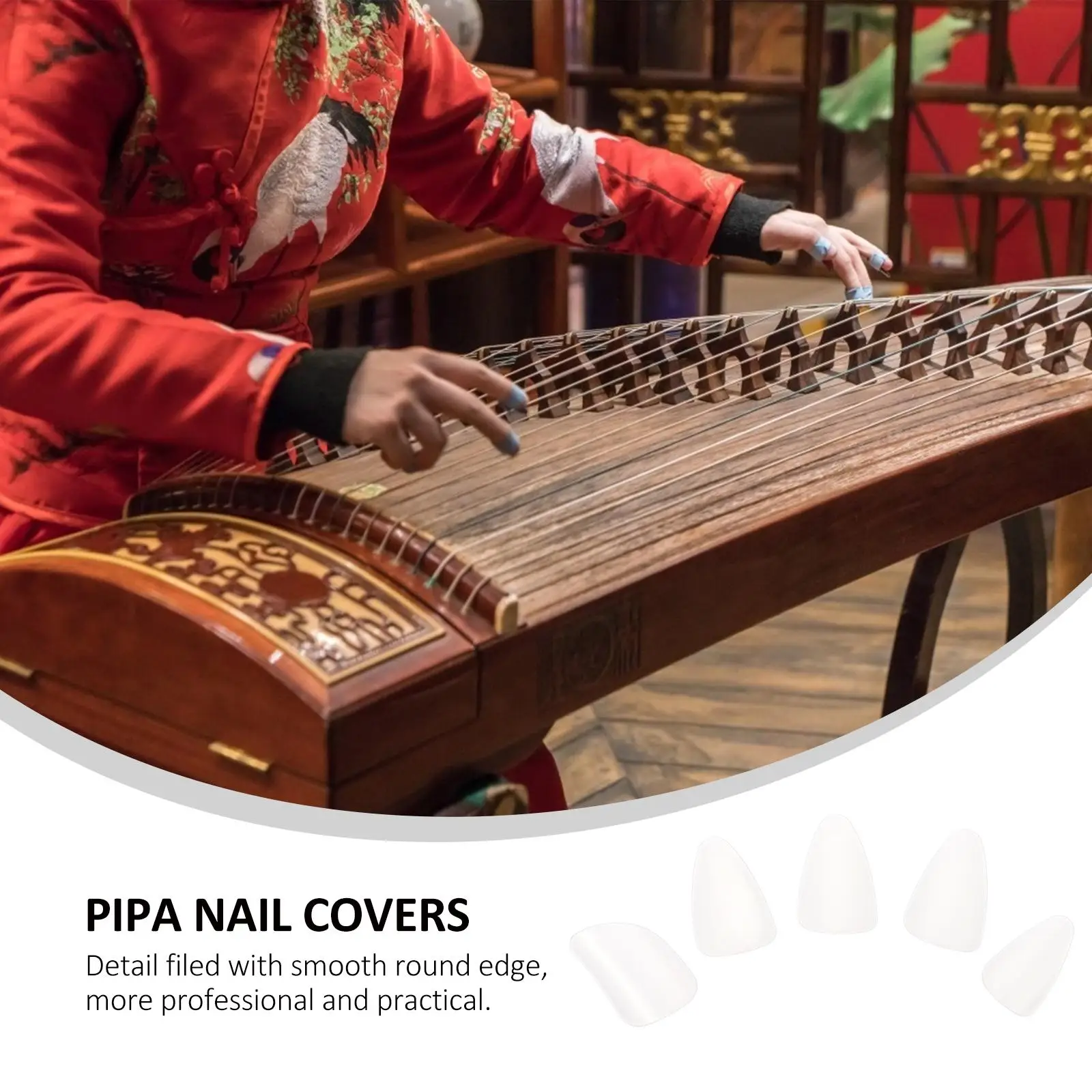 

5 Pcs Pipa Nails Covers Parts Musical Instrument Picks Accessories Ukulele Fake Fingertip Protective