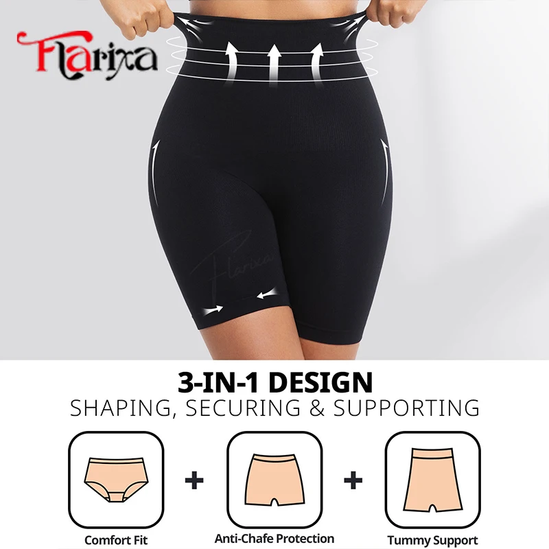 Flarixa Shapewear Tummy Control Panties Super High Waist Body Shaper Mid Thigh Compression Shorts Women Seamless Butt Lift Pants view 3