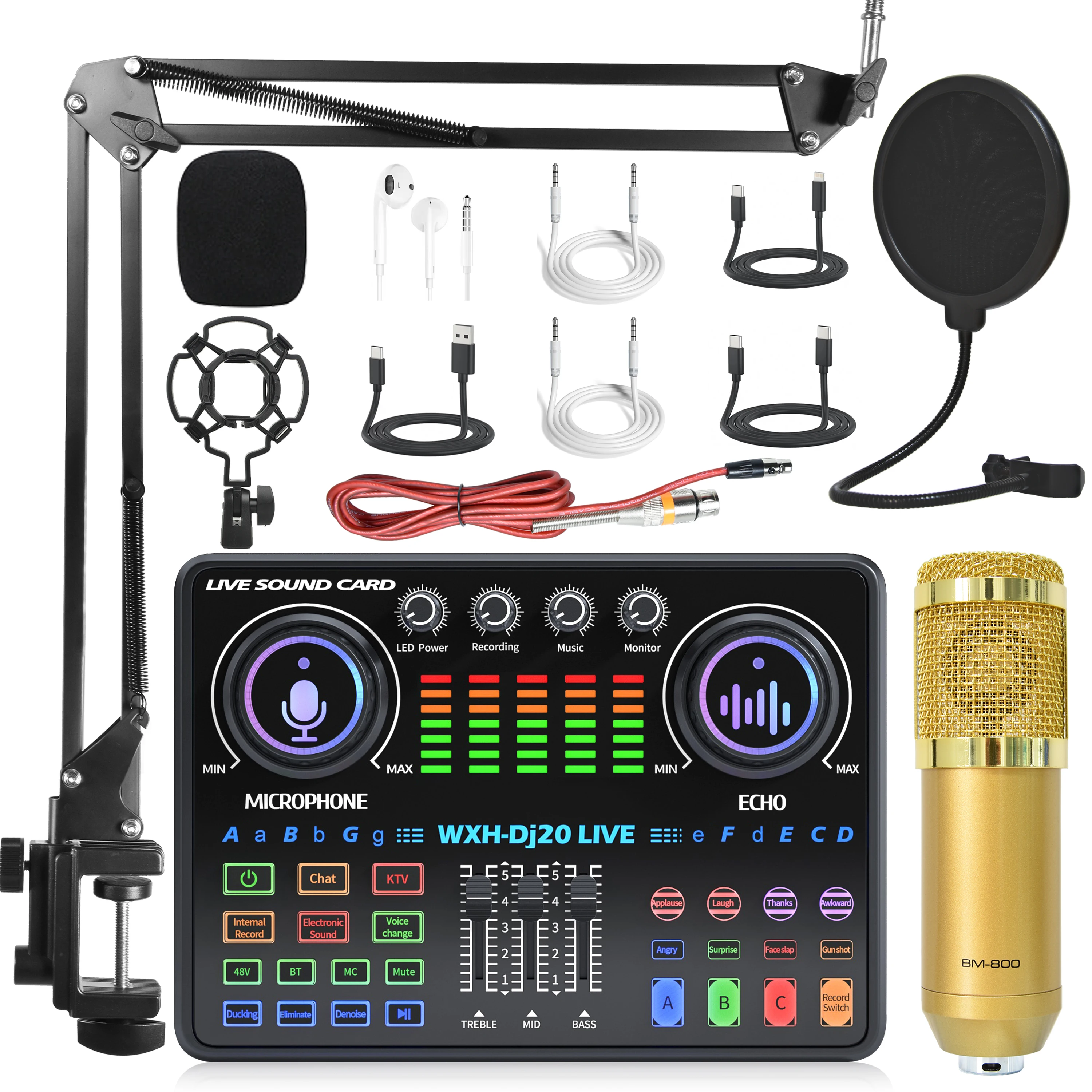 YYHC DJ Mixer Audio Interface Streaming Live Sound Card Mic for Recording Studio PC Live Streaming Karaoke