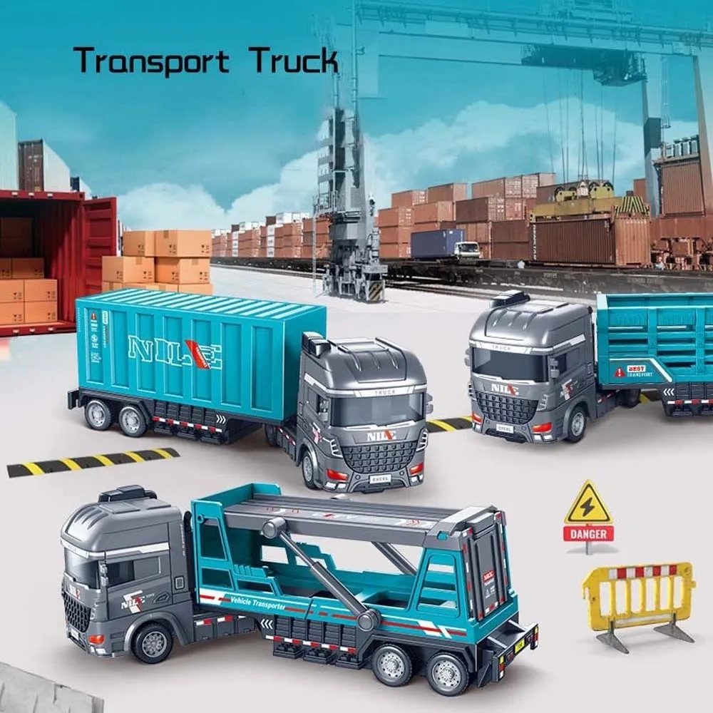 Escala 1:64 modelo de reboque de liga móvel veículo de transporte conjunta mini caminhão contêiner puxar para trás veículos modelo de metal fundido