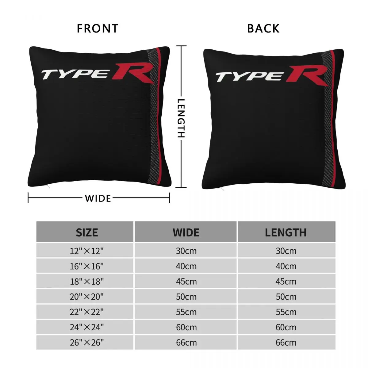 Type R Racing Stripe Carbon Square Pillowcase Polyester Linen Velvet Pattern Zip Decorative Home Cushion Cover Wholesale 18