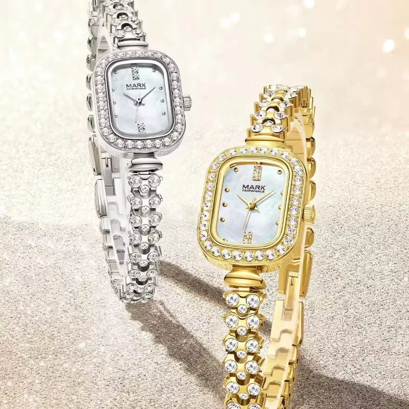 Mark Fairwhale Brand Luxury Silver Watch For Women Ladies Casual Crystal Bracelet Quartz Watch Creative Gift Relojes Para Mujer