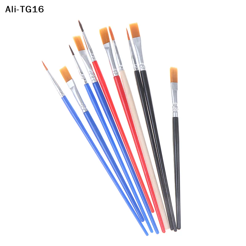 【TG】50Pcs/Pack Painting Brushes Art Round Flat Nylon Hair Paint Brush For Oil Acrylic Watercolor Kids/Artists/Beginners/Student